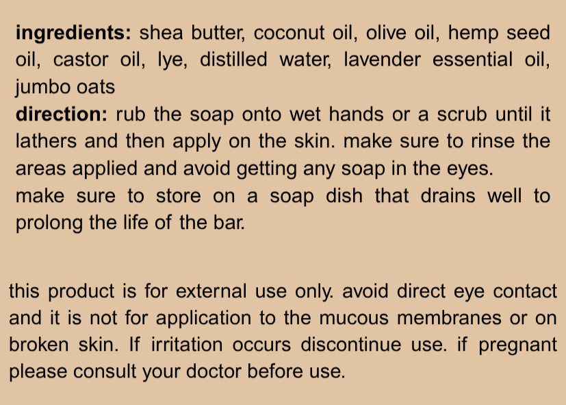 the oats & lavender one (pre order)